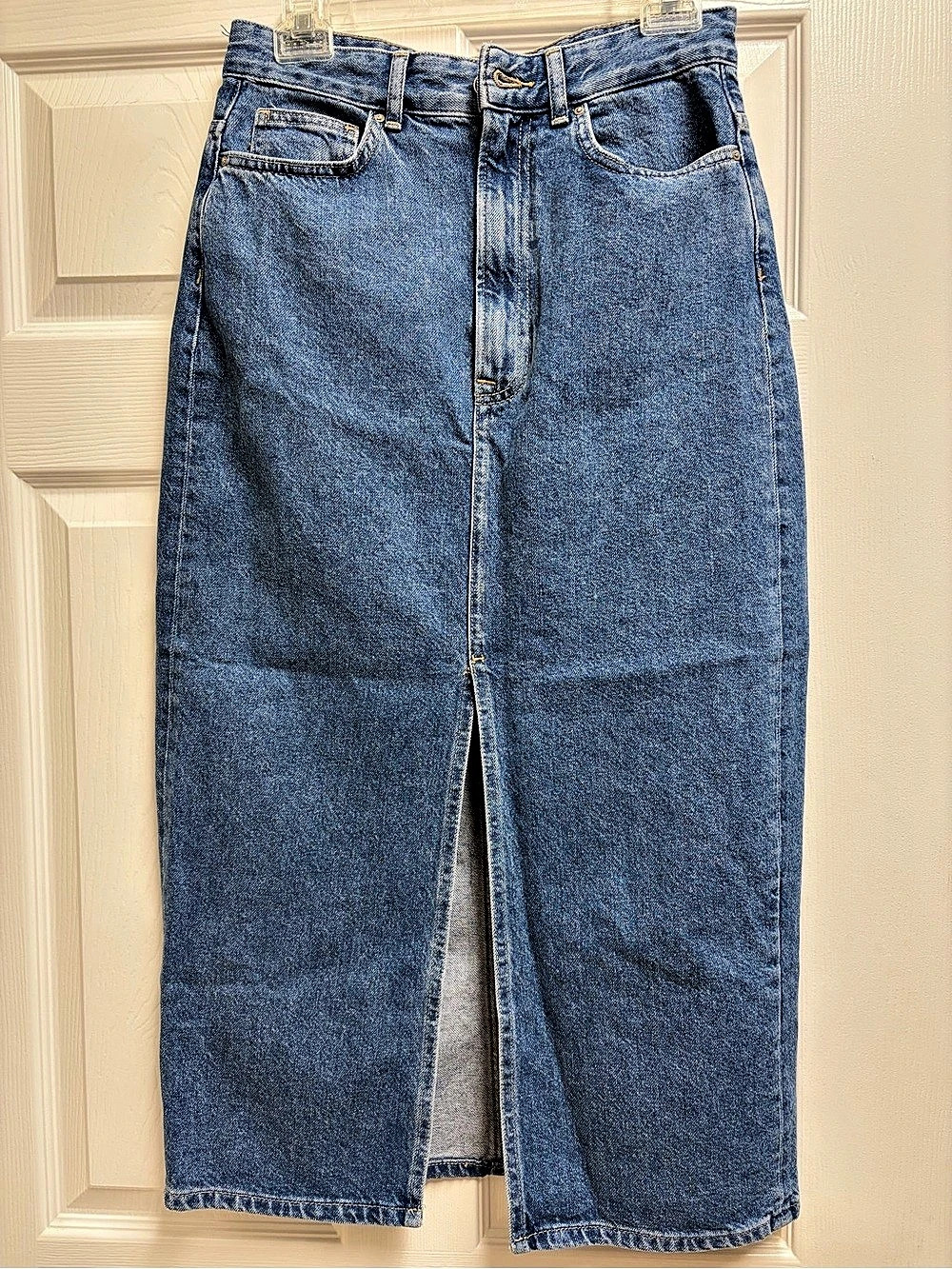 H&M Front Slit Denim Maxi Skirt Blue Size 6